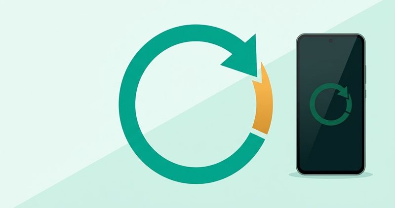 Illustration: a near-complete teal restart ring broken by one amber gap, a dark phone holding the same frozen mini-loop