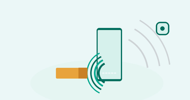 Illustration: a standing phone with teal sound arcs stopped dead by an amber bar at the grille, and a faint grey run arriving at a receiver above