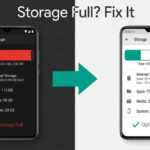 Android storage full warning compared to cleaned phone with free space