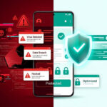 Android phone infected with malware vs protected phone with security shield