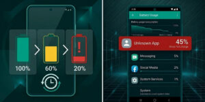 Android phone battery is draining fast with the Settings Battery Usage screen showing the culprit app. Real Solutions Guide 2026