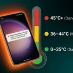 Android phone showing overheating warning with temperature danger zones — causes and fixes guide for 2026